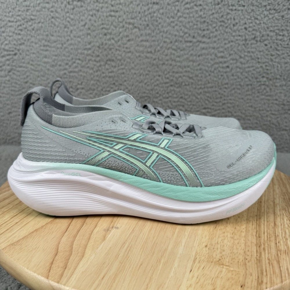 ASICS GEL Nimbus 27 Womens Size 8.5 Piedmont Gray Illuminate Mint Running Shoes
